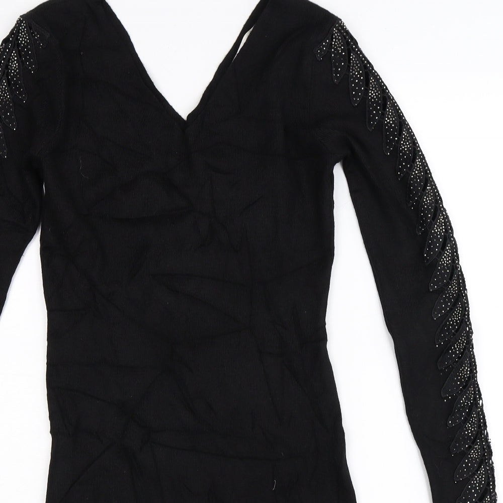 Mc Lorene Womens Black  Knit Jumper Dress  One Size