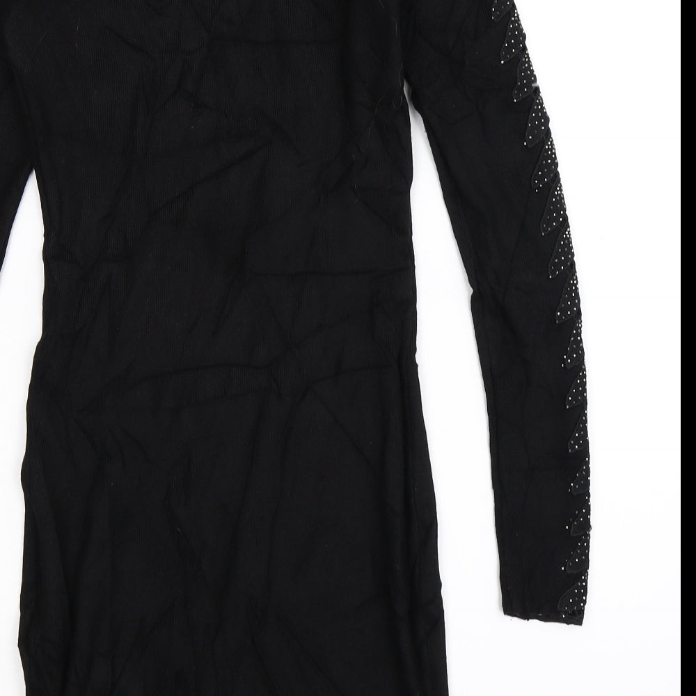 Mc Lorene Womens Black  Knit Jumper Dress  One Size