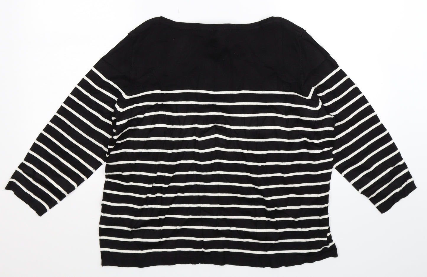 H&M Womens Black Striped Knit Pullover Jumper Size XL