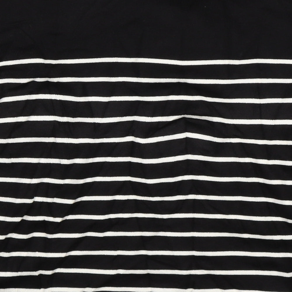 H&M Womens Black Striped Knit Pullover Jumper Size XL