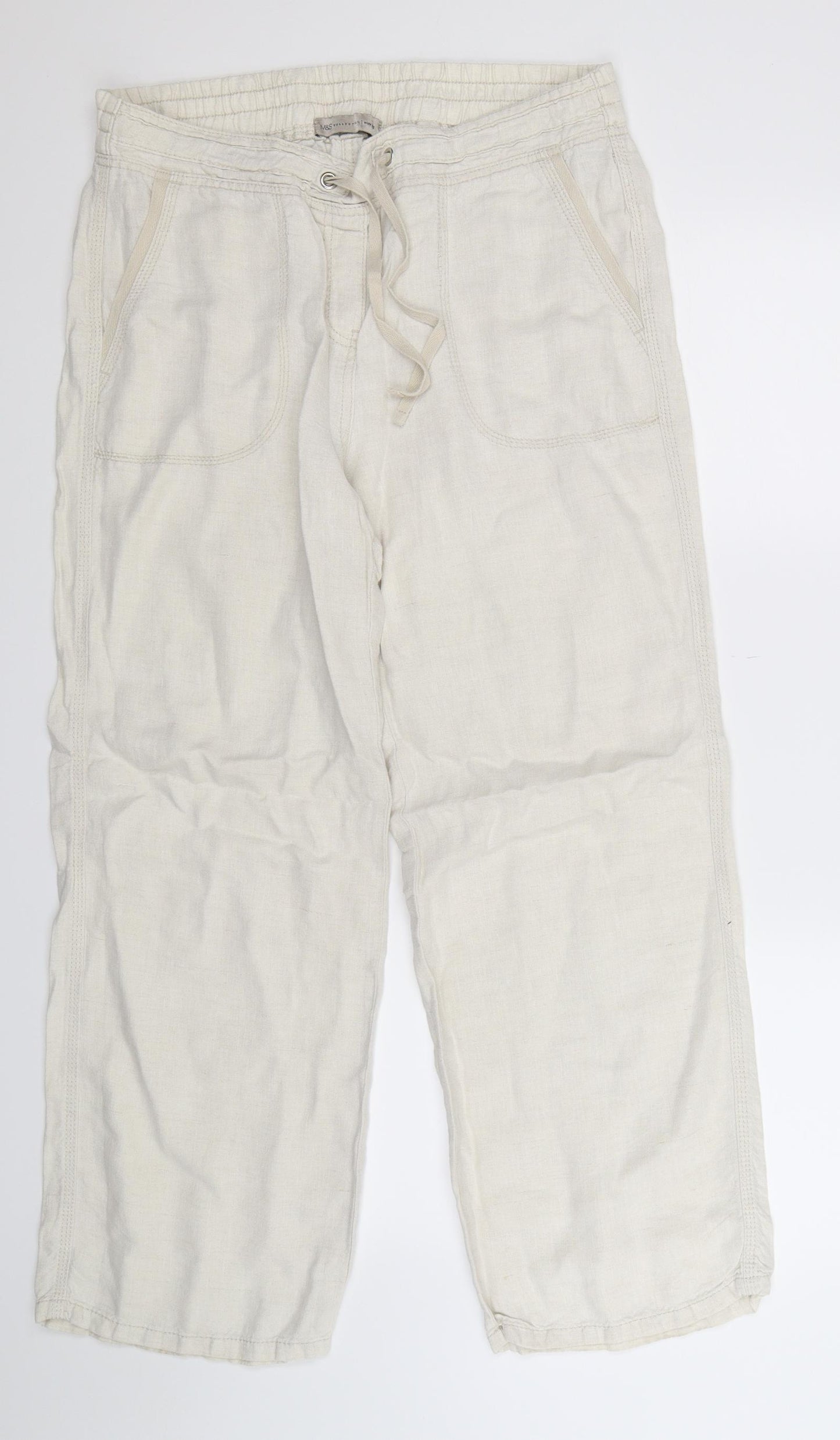 Marks and Spencer Womens Beige   Trousers  Size 14 L29 in
