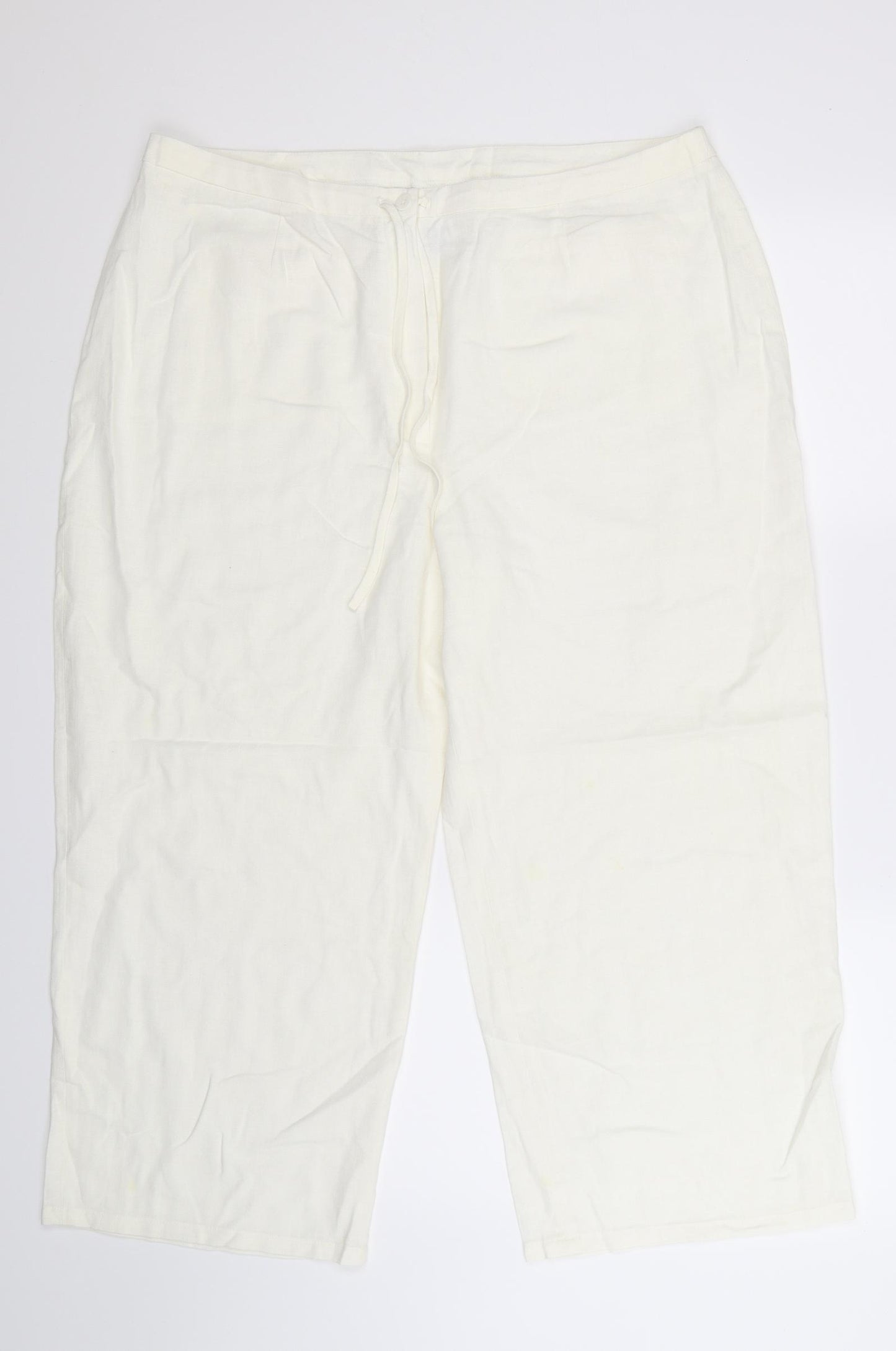 NEXT Womens White   Cropped Trousers Size 20 L25 in