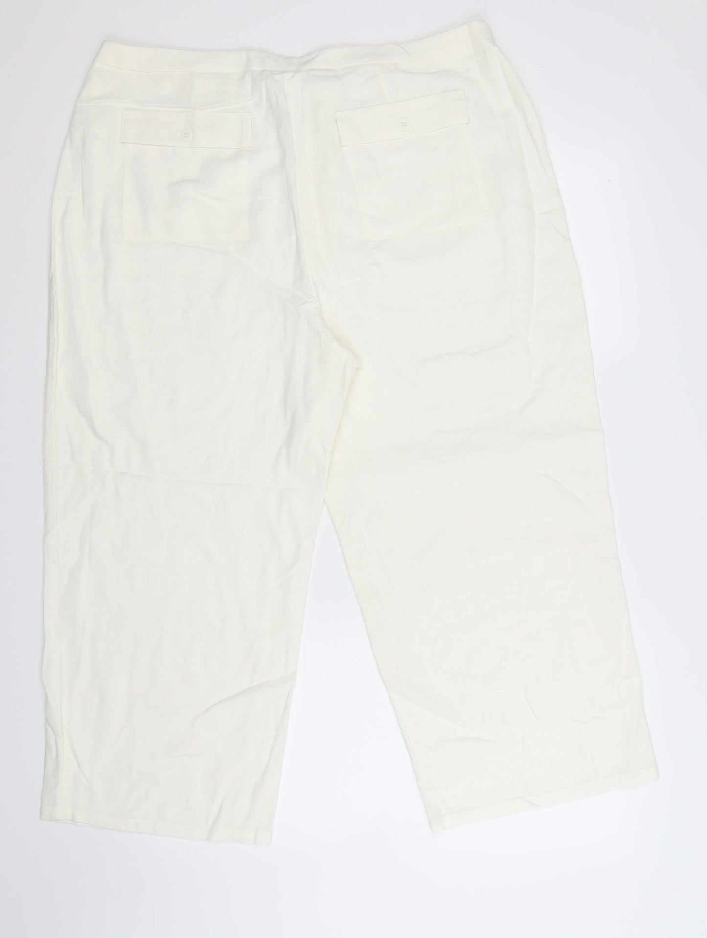 NEXT Womens White   Cropped Trousers Size 20 L25 in