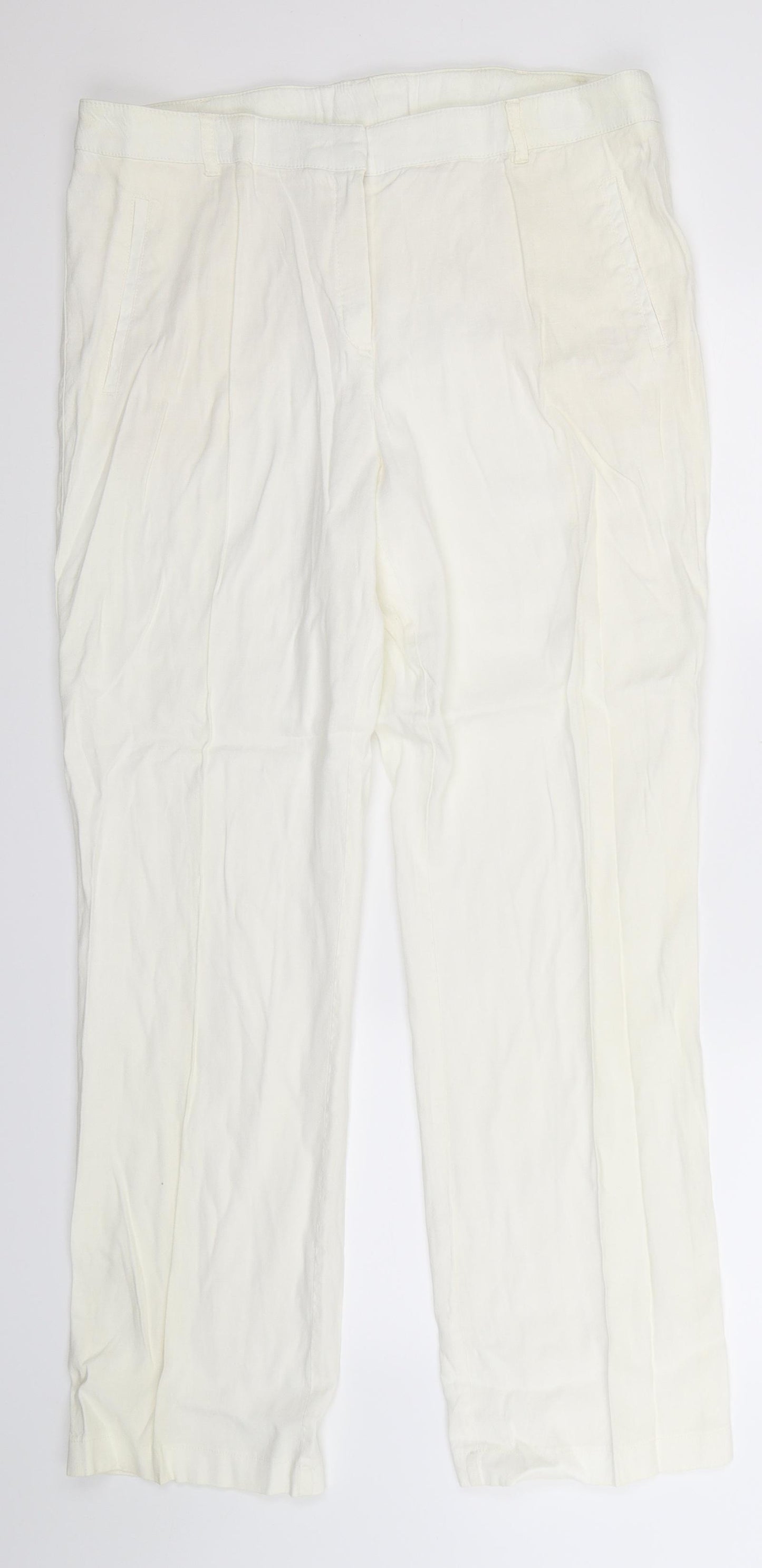 Marks and Spencer Womens White   Trousers  Size 18 L31 in