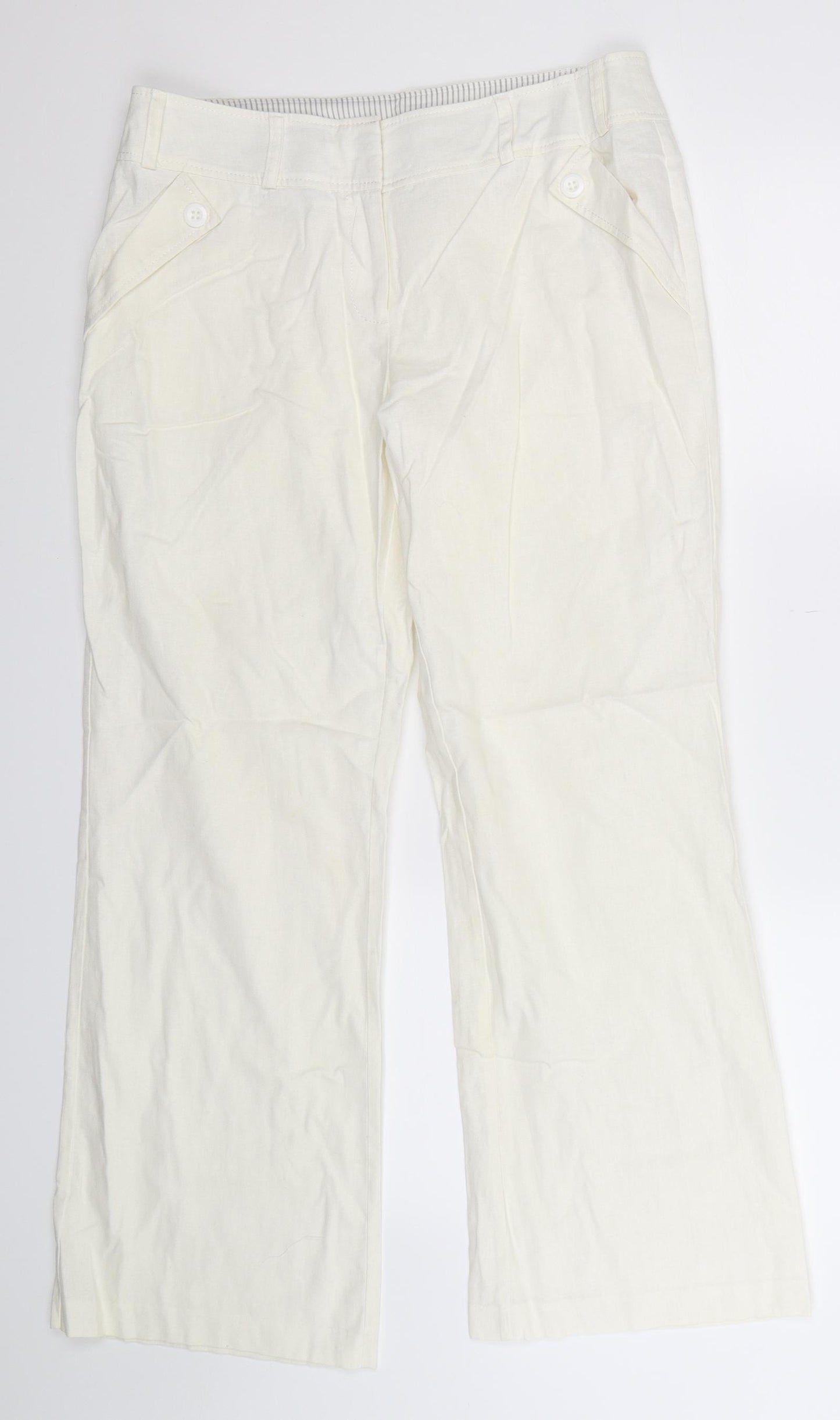 New Look Womens White   Trousers  Size 12 L28 in