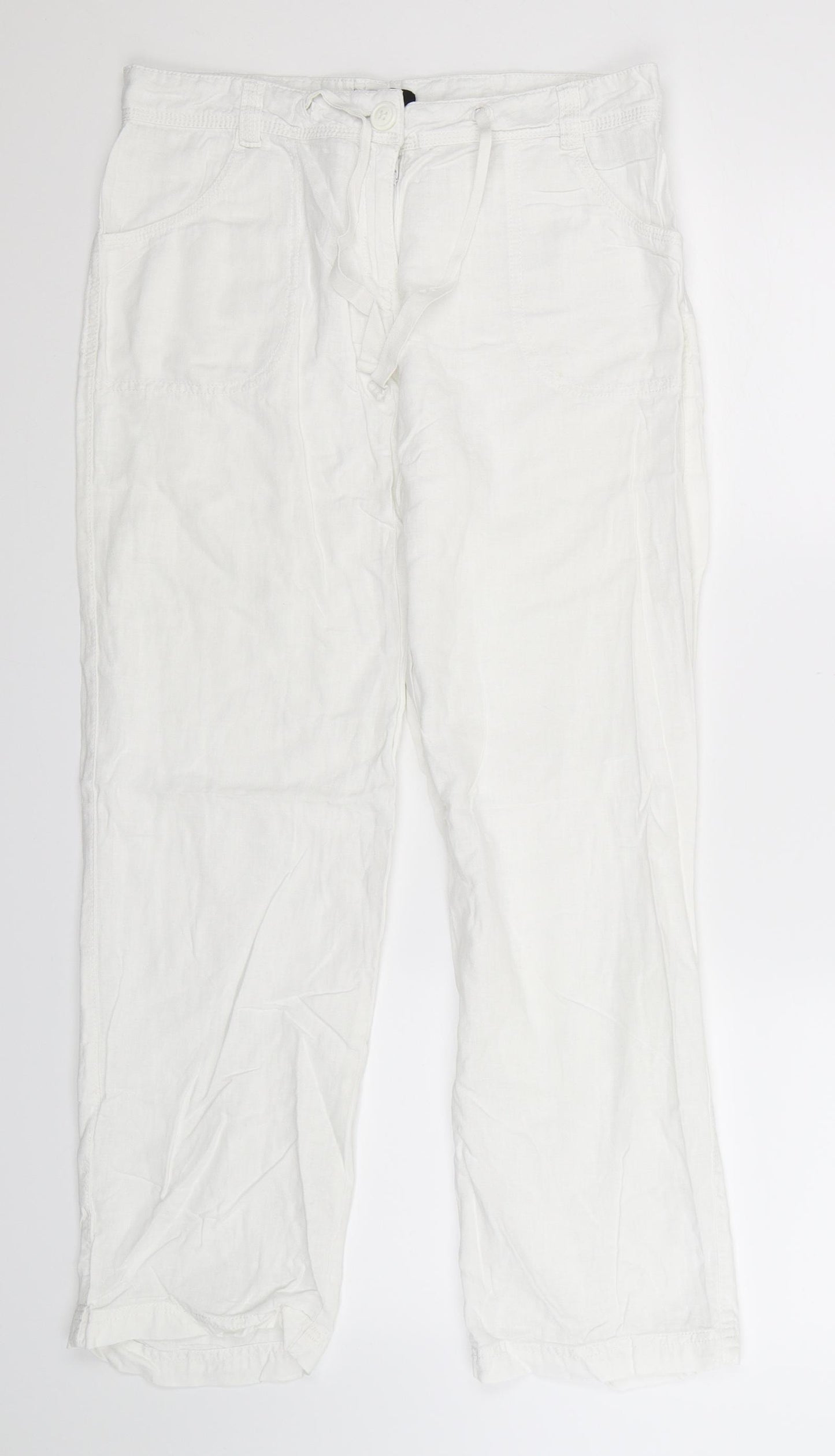 M&Co Womens White   Trousers  Size 10 L27 in
