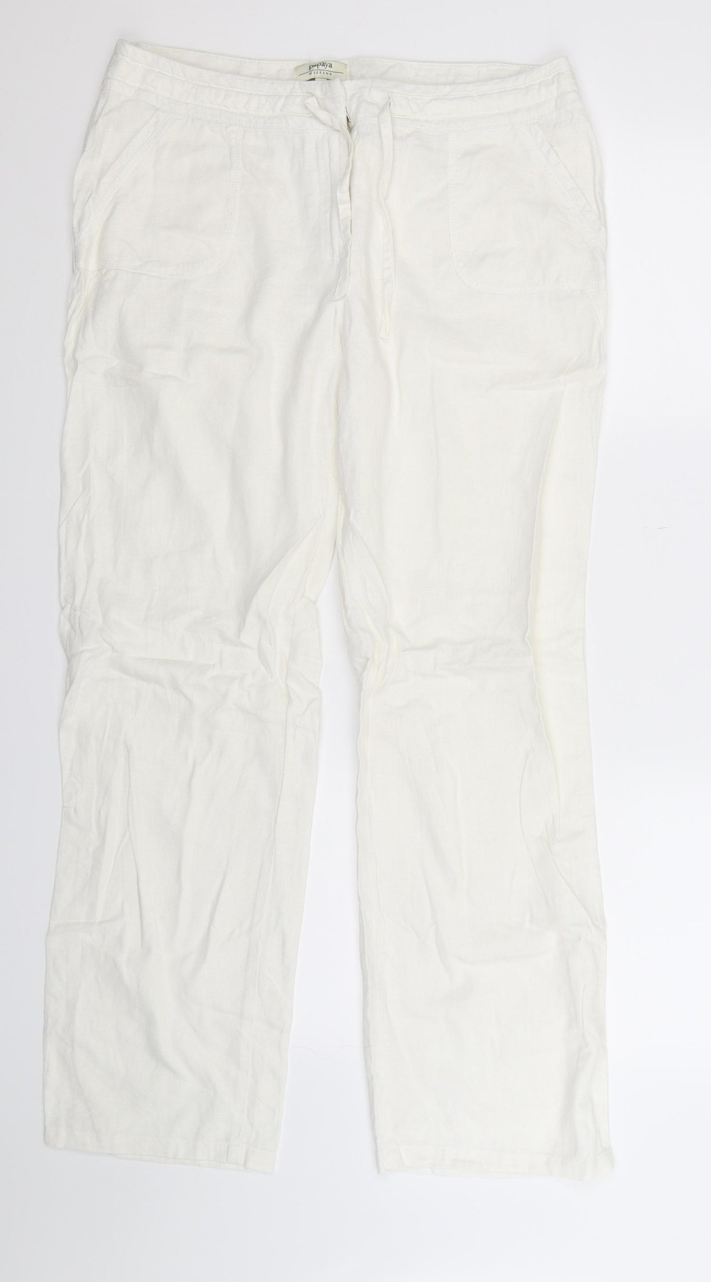 Papaya Womens White   Trousers  Size 12 L30 in