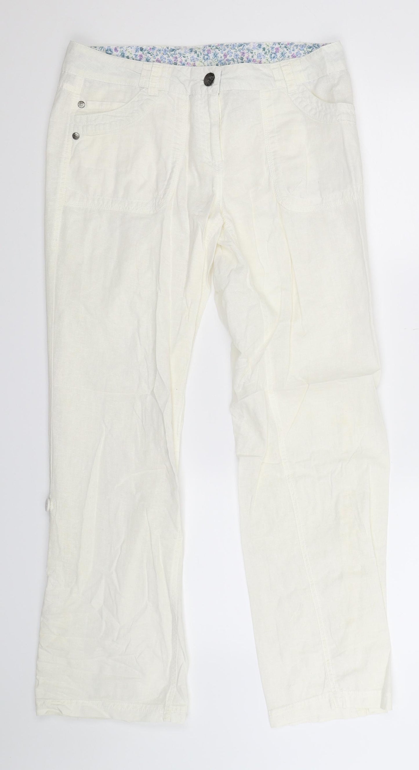 BHS Womens White   Trousers  Size 10 L30 in