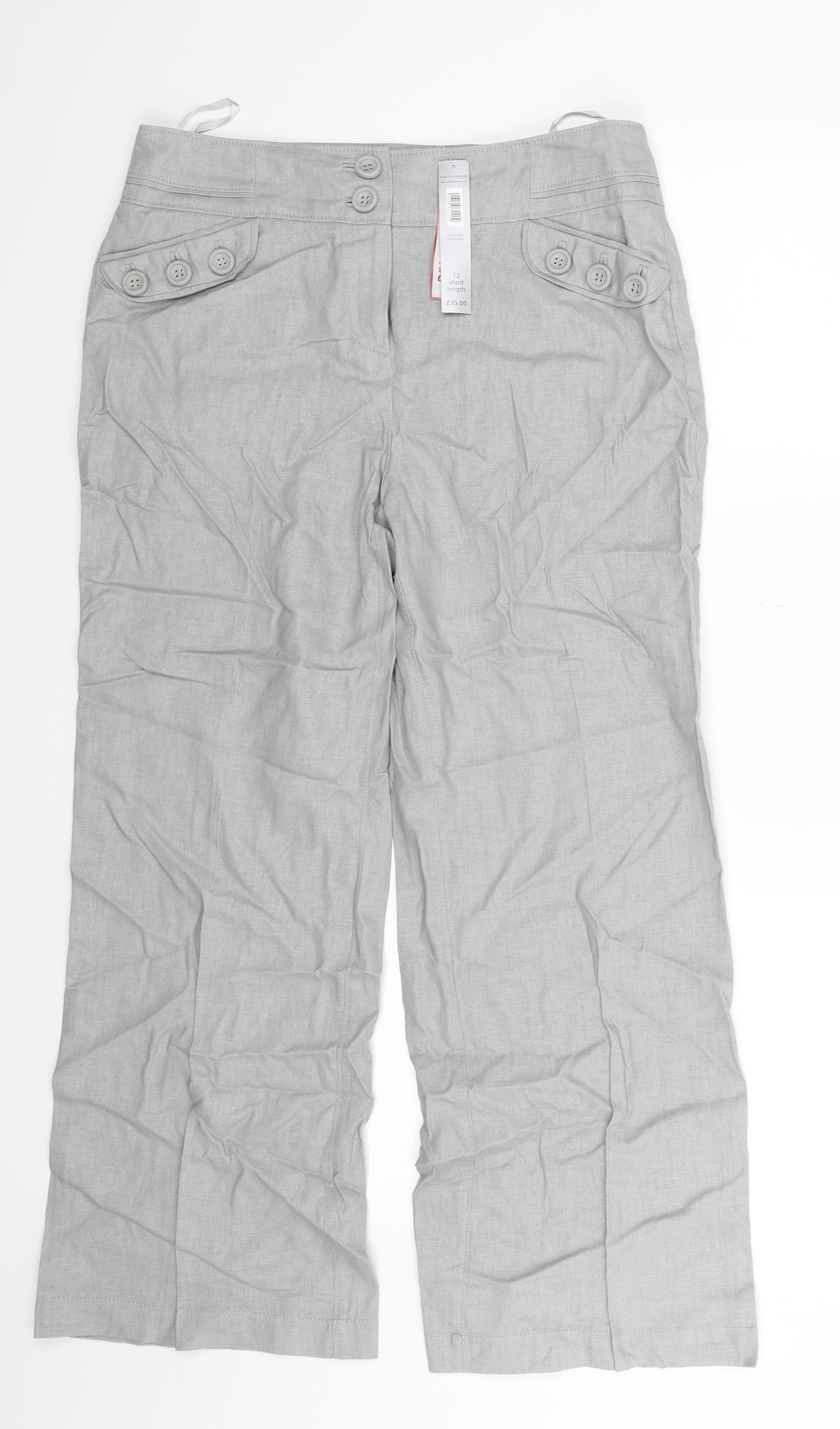 Per Una Womens Grey   Trousers  Size 12 L27 in