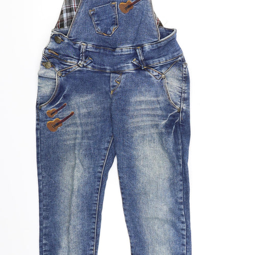 Preworn Womens Blue  Denim Dungaree One-Piece Size 10 L30 in