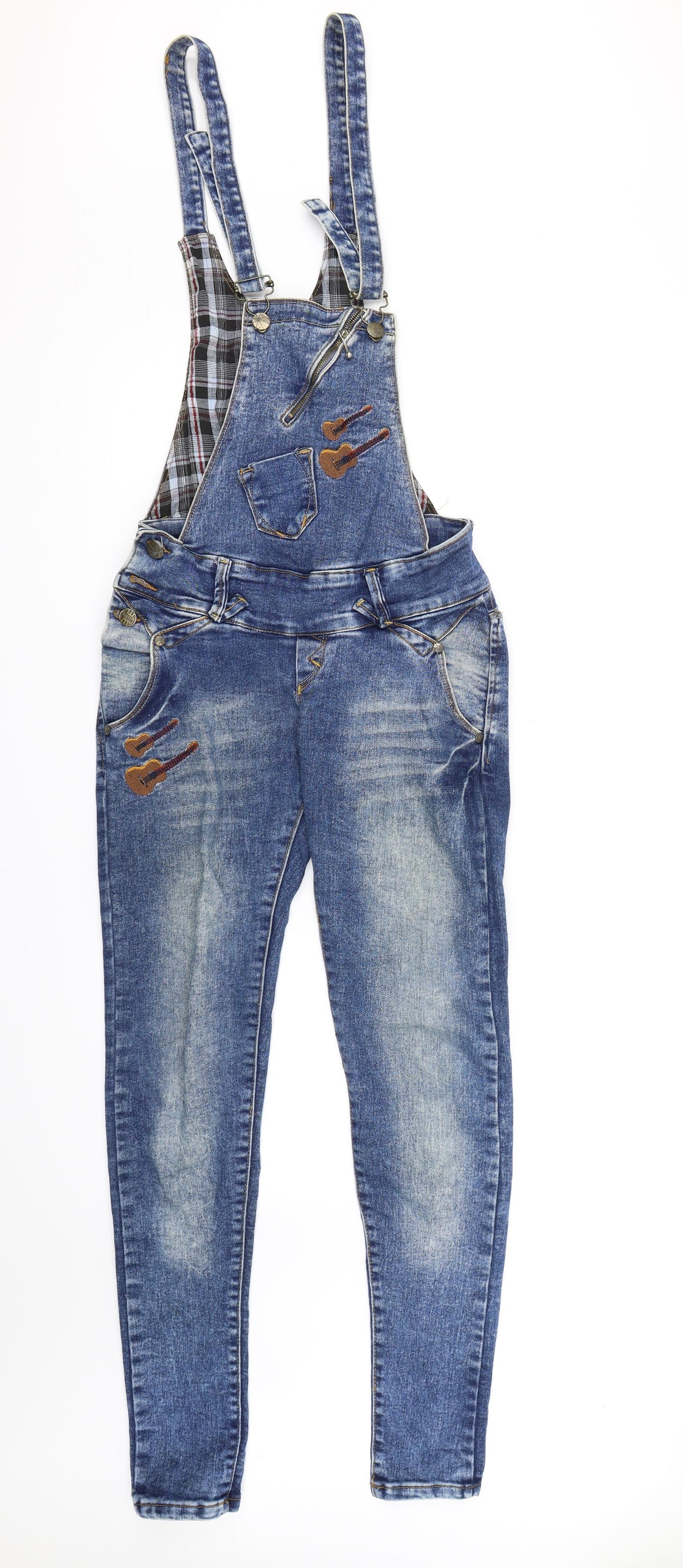 Preworn Womens Blue  Denim Dungaree One-Piece Size 10 L30 in