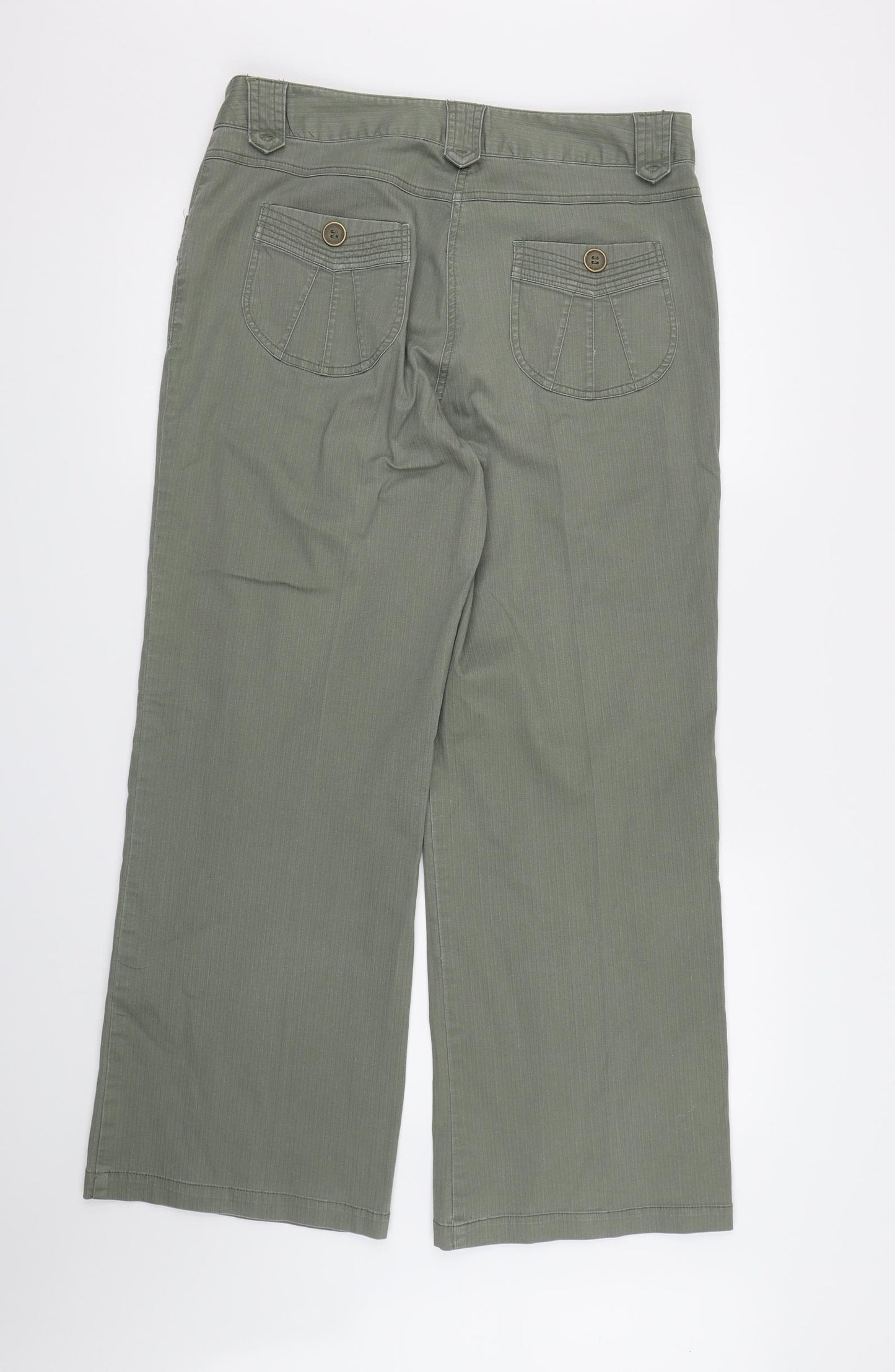 BM Womens Green  Denim Wide-Leg Jeans Size 14 L38 in