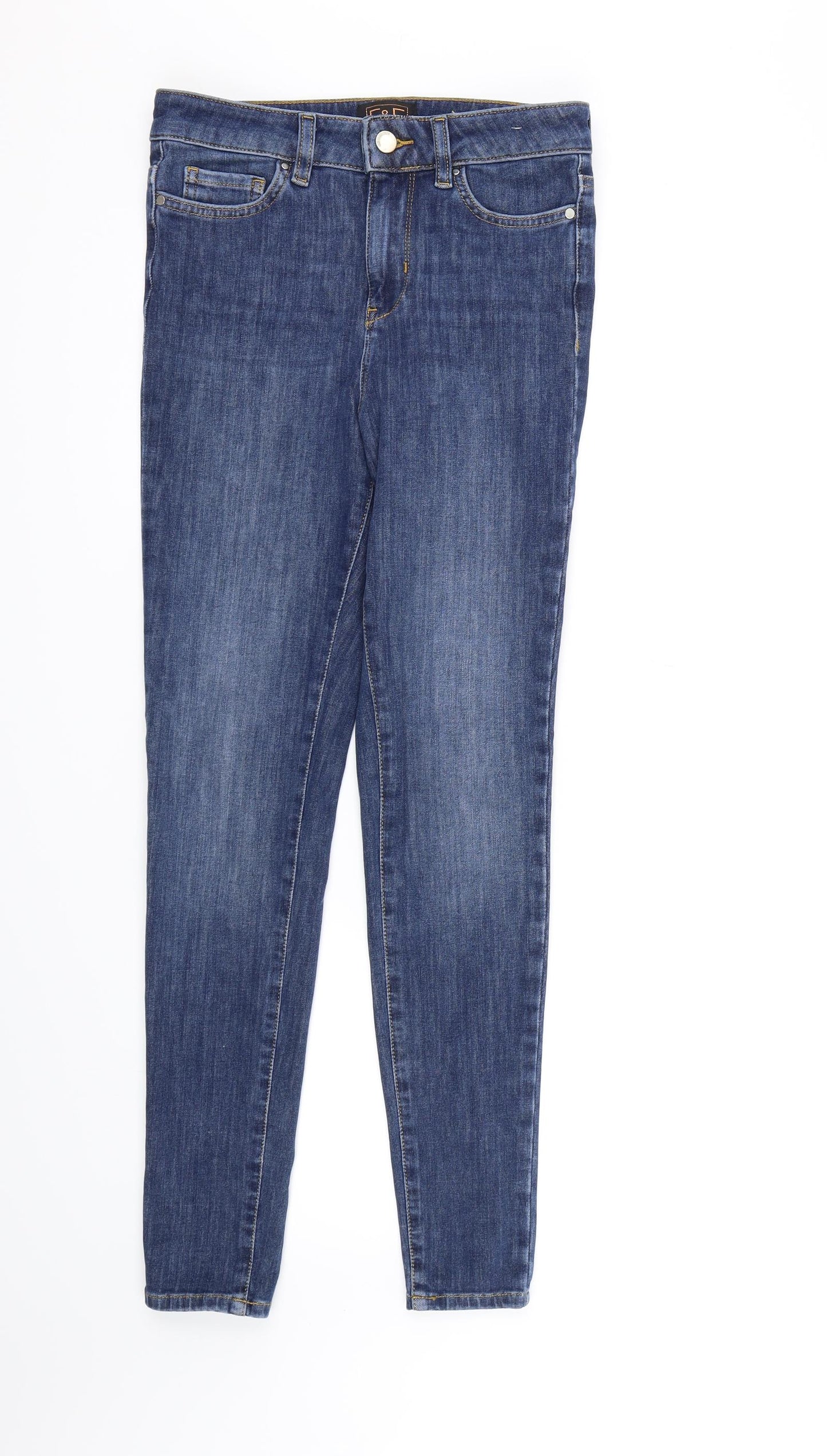 F&F Womens Blue  Denim Skinny Jeans Size 8 L28 in