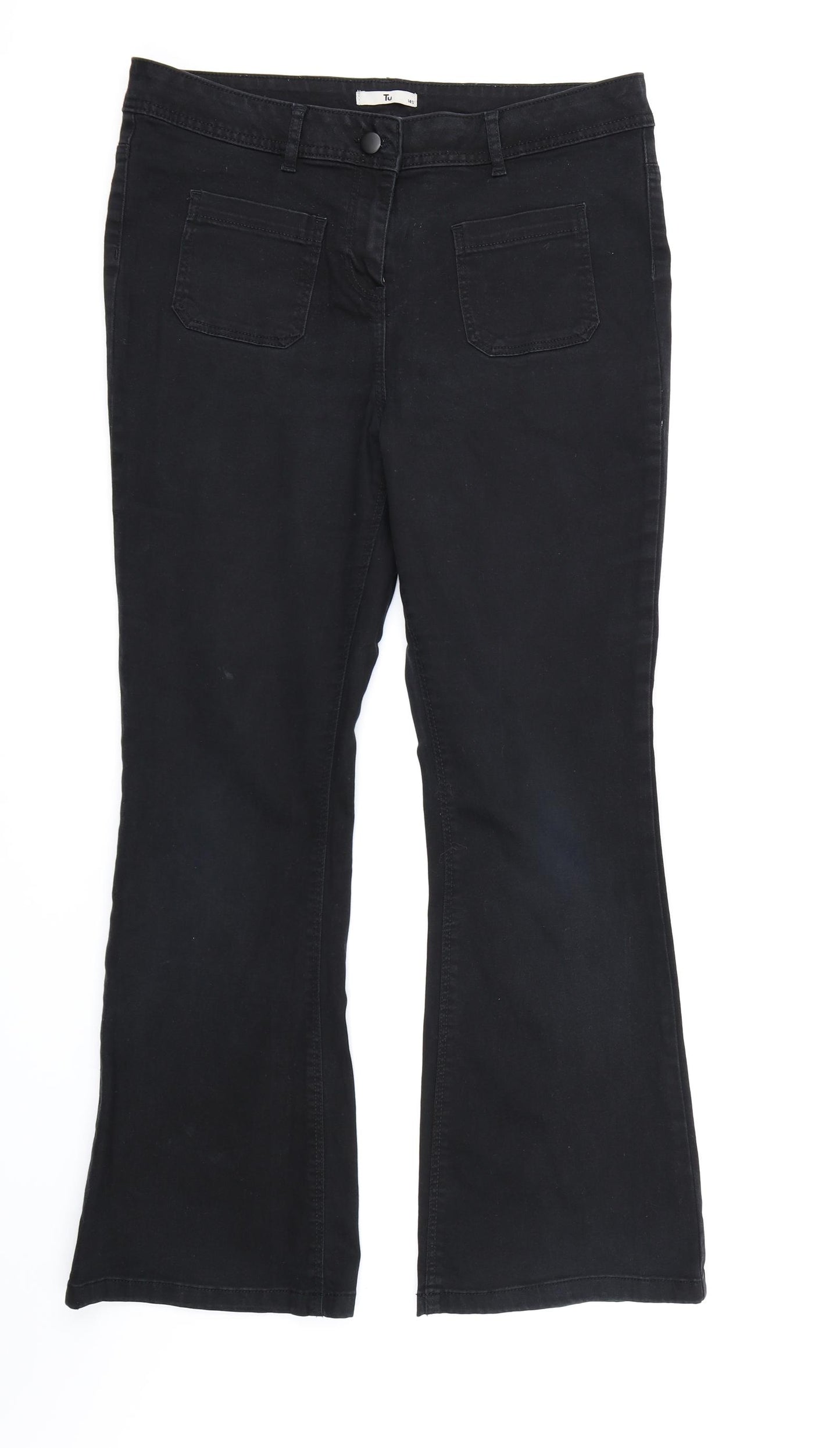 TU Womens Black  Denim Bootcut Jeans Size 14 L30 in