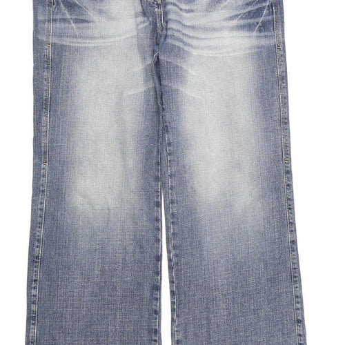 NEXT Womens Blue  Denim Wide-Leg Jeans Size 16 L32 in