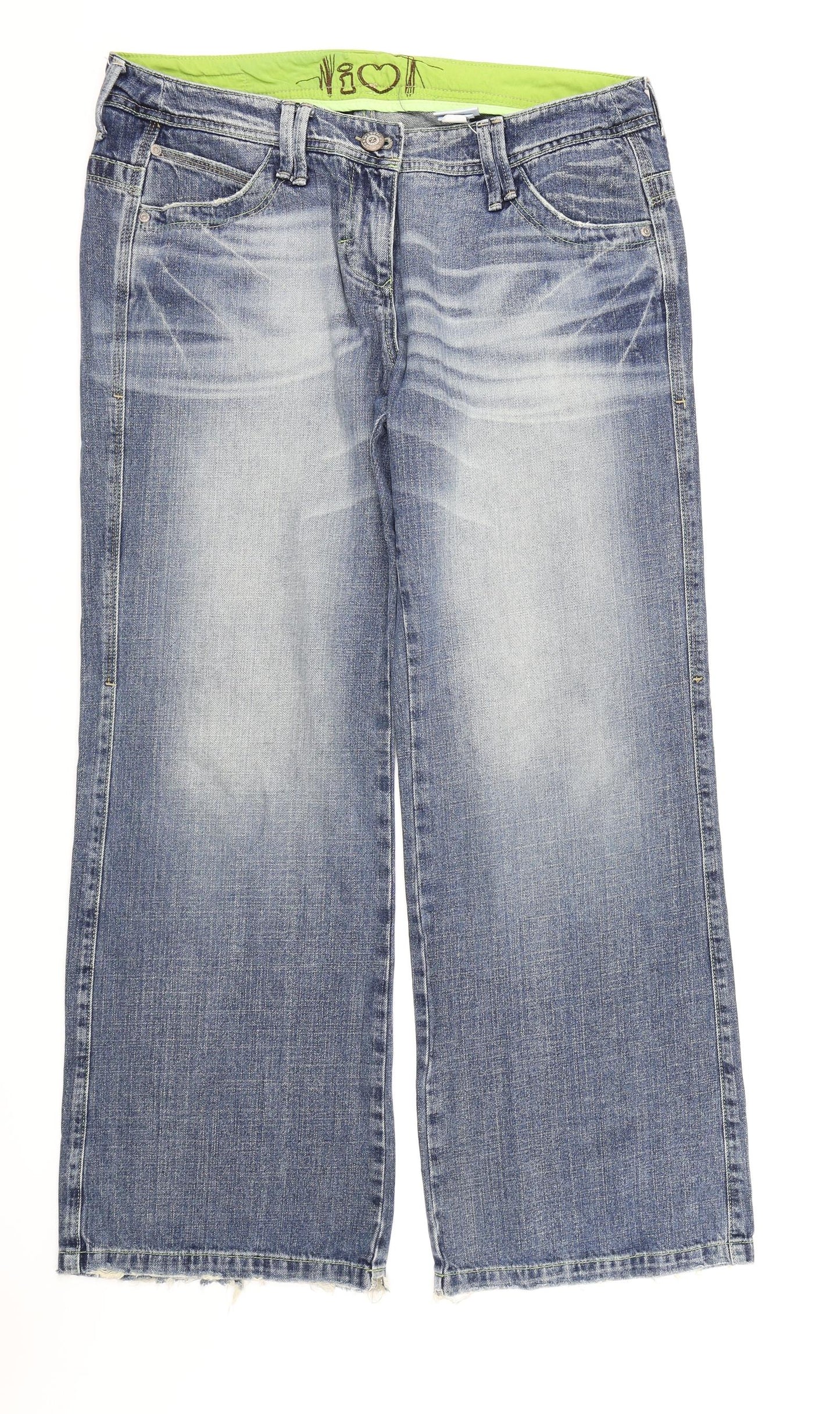 NEXT Womens Blue  Denim Wide-Leg Jeans Size 16 L32 in
