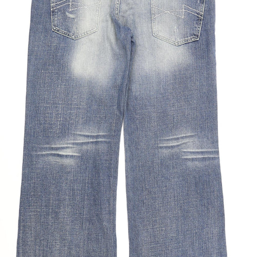 NEXT Womens Blue  Denim Wide-Leg Jeans Size 16 L32 in