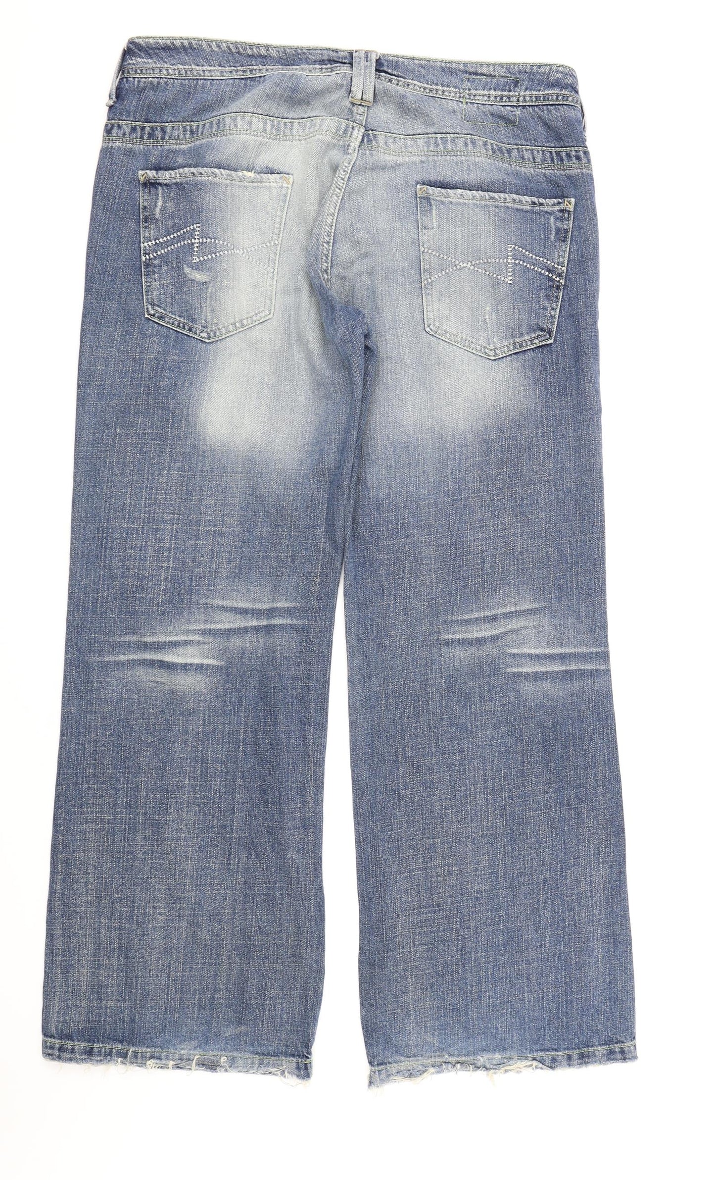NEXT Womens Blue  Denim Wide-Leg Jeans Size 16 L32 in