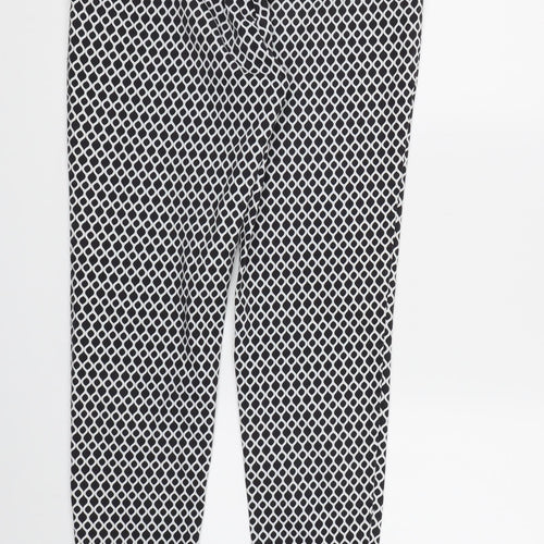 H&M Womens Black Geometric Canvas Trousers  Size 10 L26 in
