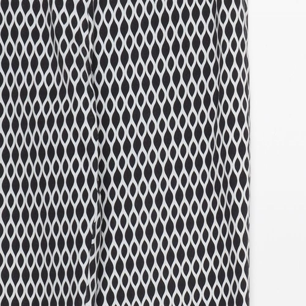 H&M Womens Black Geometric Canvas Trousers  Size 10 L26 in
