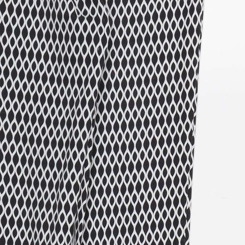 H&M Womens Black Geometric Canvas Trousers  Size 10 L26 in