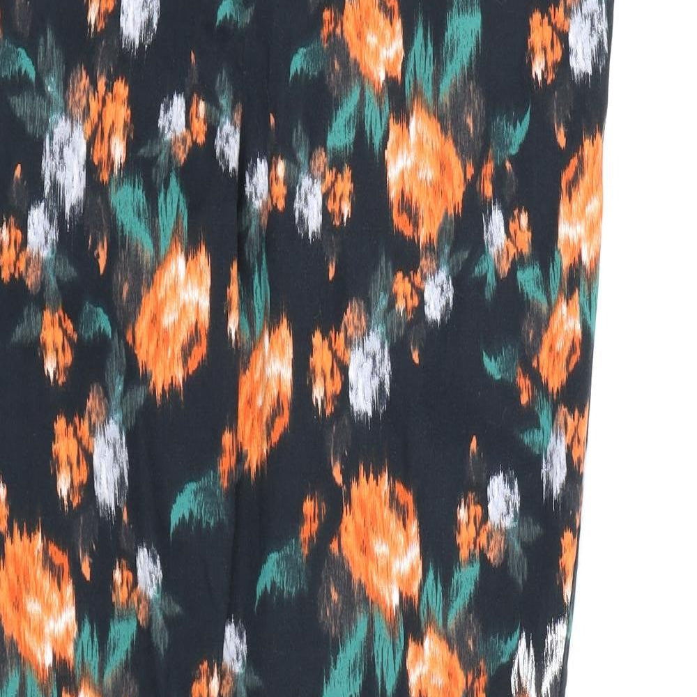 George Womens Black Floral  Trousers  Size 14 L26 in