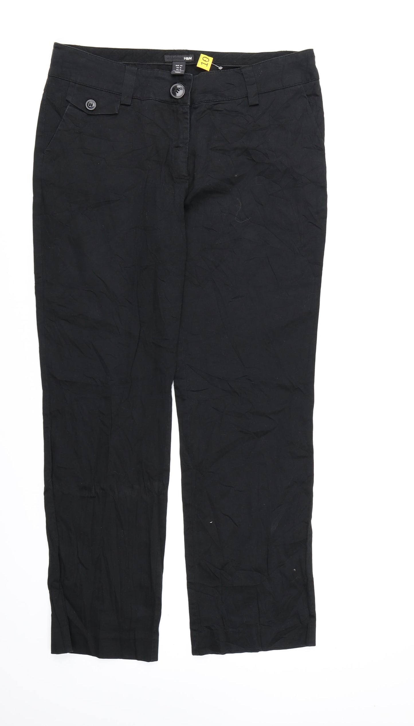 H&M Womens Black  Canvas Cargo Trousers Size 10 L28 in