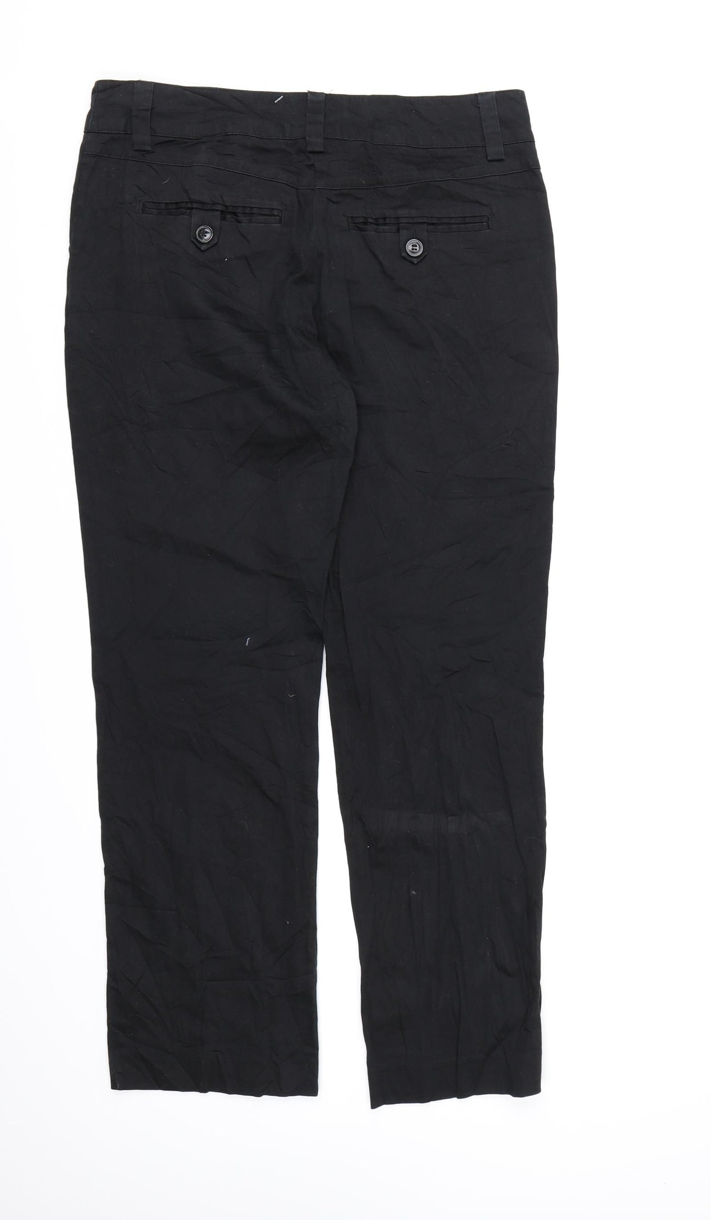 H&M Womens Black  Canvas Cargo Trousers Size 10 L28 in