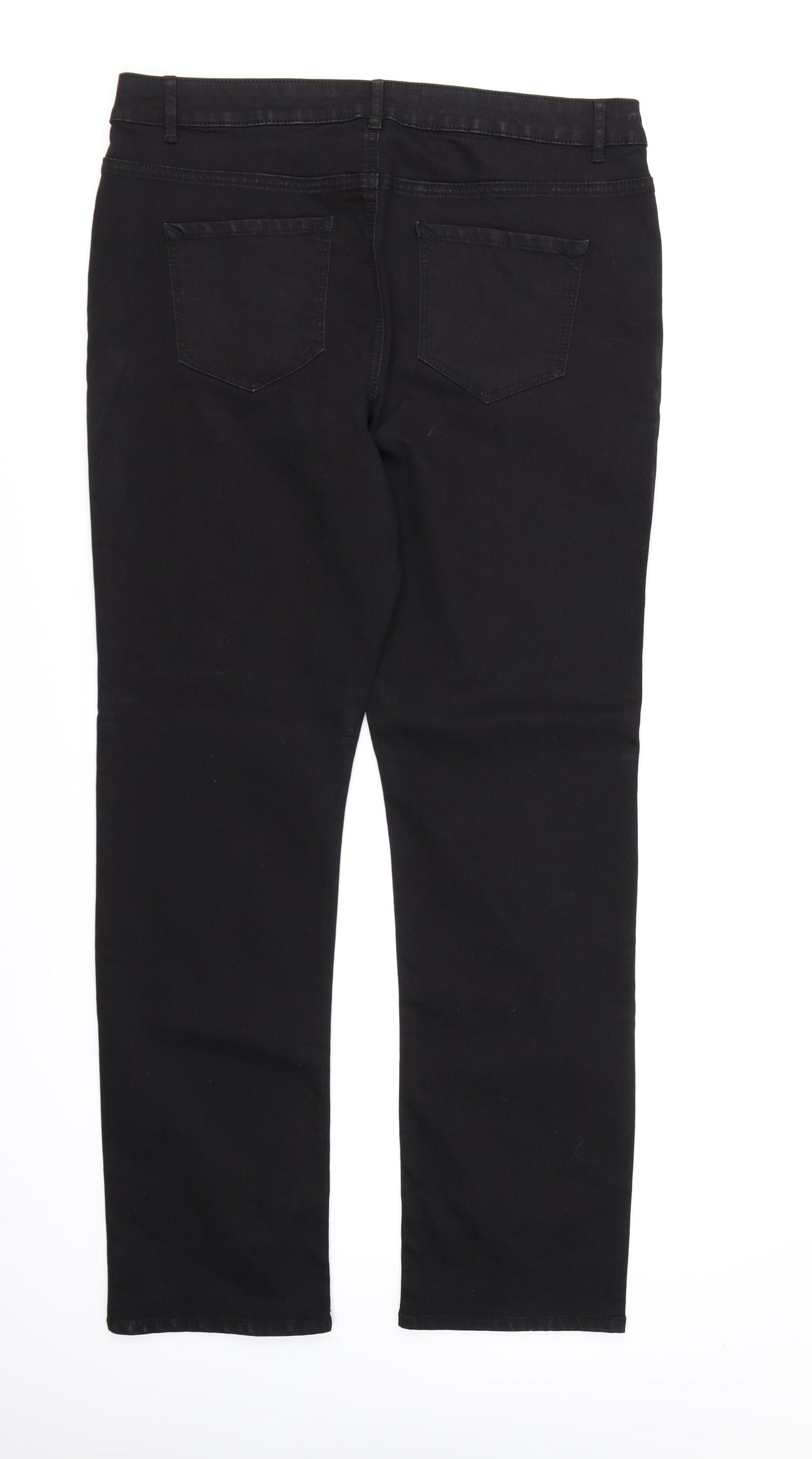 George Womens Black  Denim Straight Jeans Size 16 L30 in