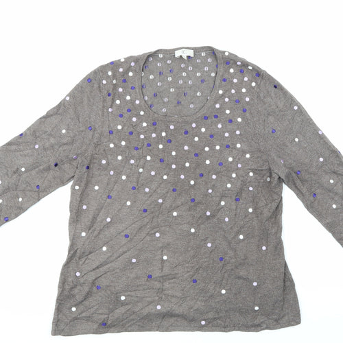 cc Womens Brown Polka Dot  Pullover Jumper Size L