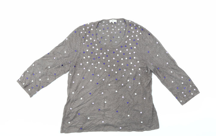 cc Womens Brown Polka Dot  Pullover Jumper Size L