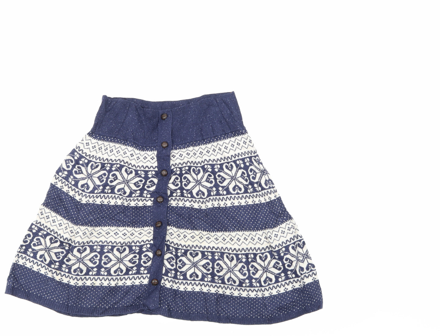 far face Womens Blue Geometric  A-Line Skirt Size 12