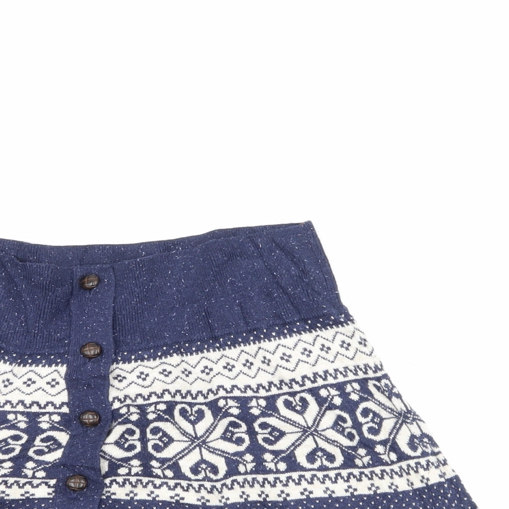far face Womens Blue Geometric  A-Line Skirt Size 12