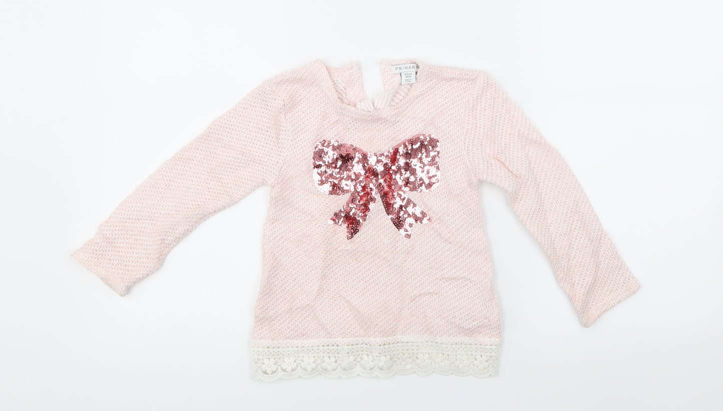 Primark Girls Pink   Pullover Jumper Size 4-5 Years