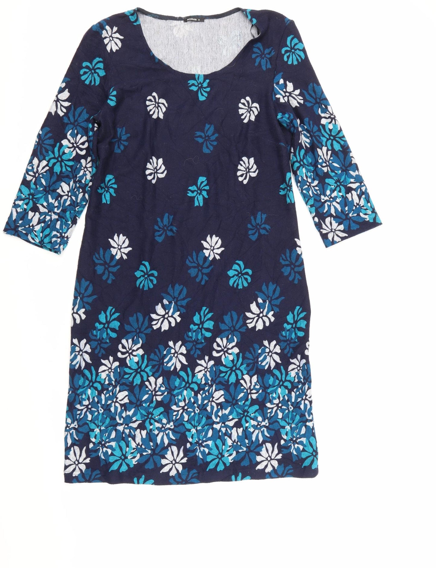 Roman Womens Blue Floral  Jumper Dress  Size 16