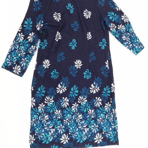 Roman Womens Blue Floral  Jumper Dress  Size 16