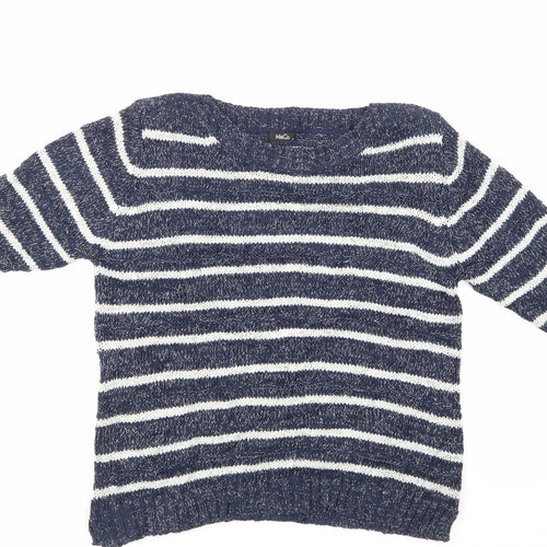 M & Co Womens Blue Striped  Pullover Jumper Size 16