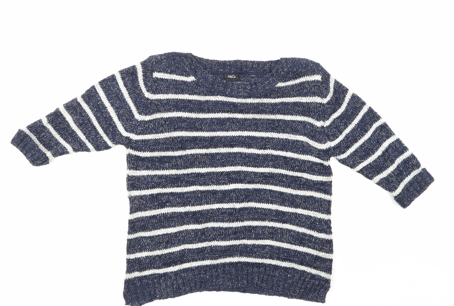 M & Co Womens Blue Striped  Pullover Jumper Size 16