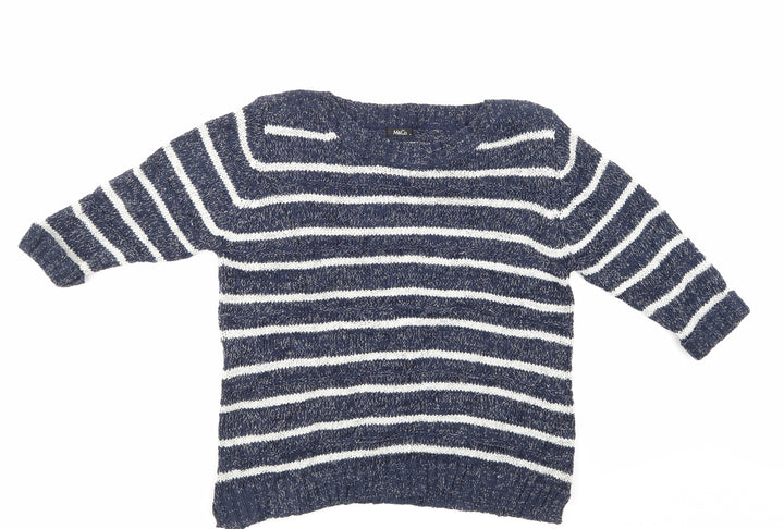 M & Co Womens Blue Striped  Pullover Jumper Size 16