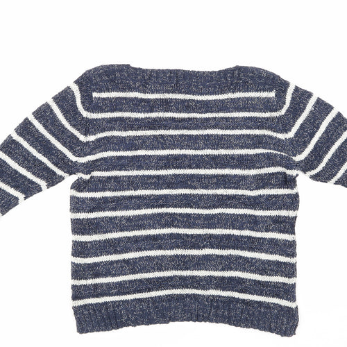 M & Co Womens Blue Striped  Pullover Jumper Size 16