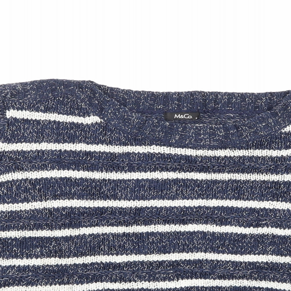 M & Co Womens Blue Striped  Pullover Jumper Size 16