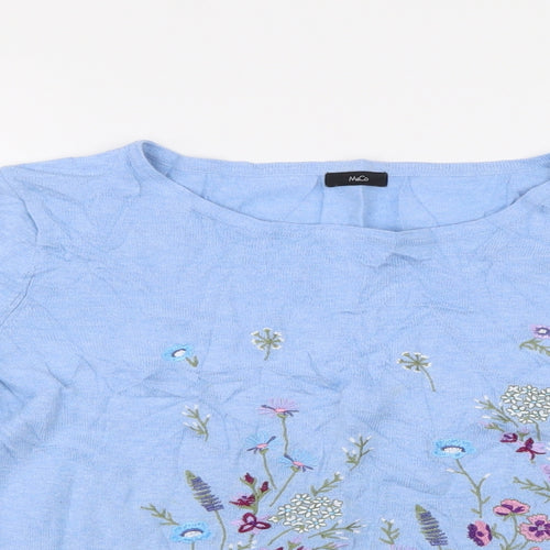 M&Co Womens Beige Floral  Pullover Jumper Size 14