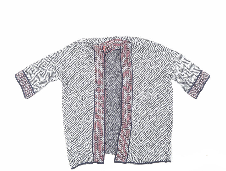 F&F Womens Blue Geometric  Cardigan Jumper Size 12