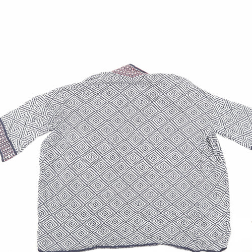 F&F Womens Blue Geometric  Cardigan Jumper Size 12