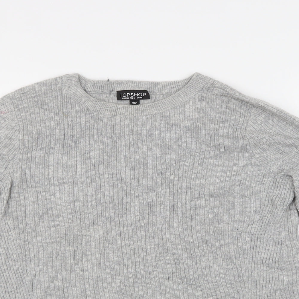 TOP SHOP Womens Grey   Pullover Jumper Size 10