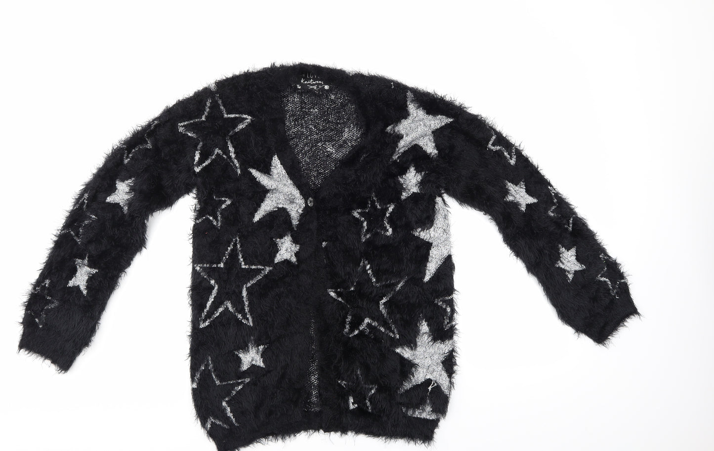 TU Girls Black   Cardigan Jumper Size 14 Years  - Star pattern