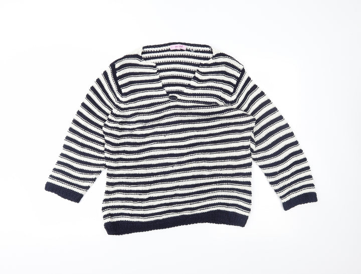Per Una Womens Blue Striped  Pullover Jumper Size L