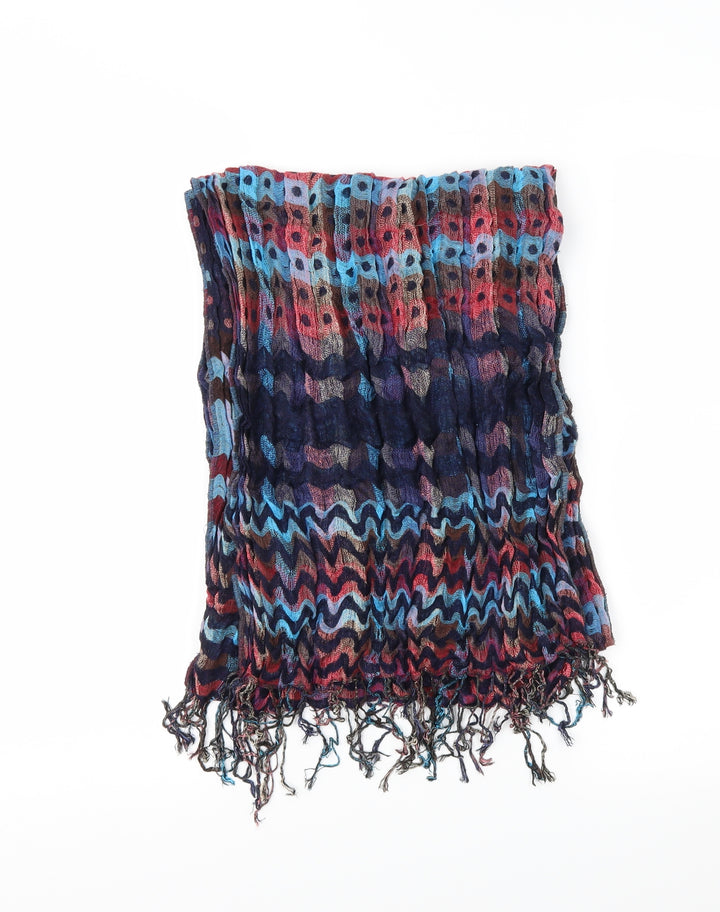 Preworn Womens Blue Striped Scarf