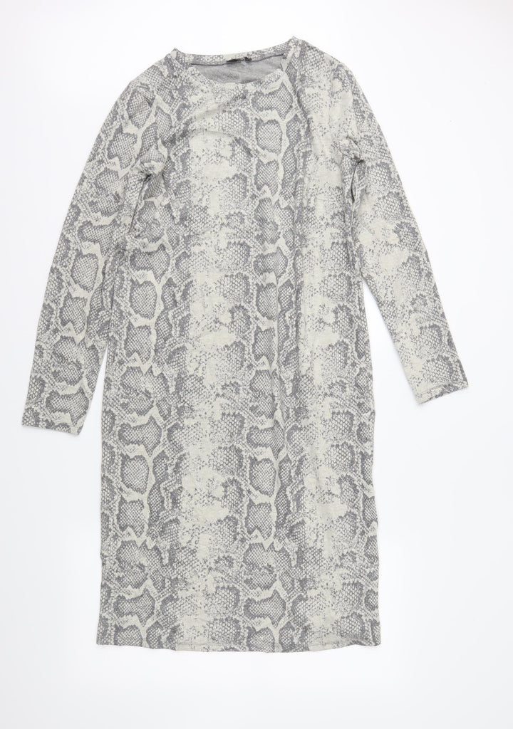 M&Co Womens Beige Animal Print  Jumper Dress  Size 12
