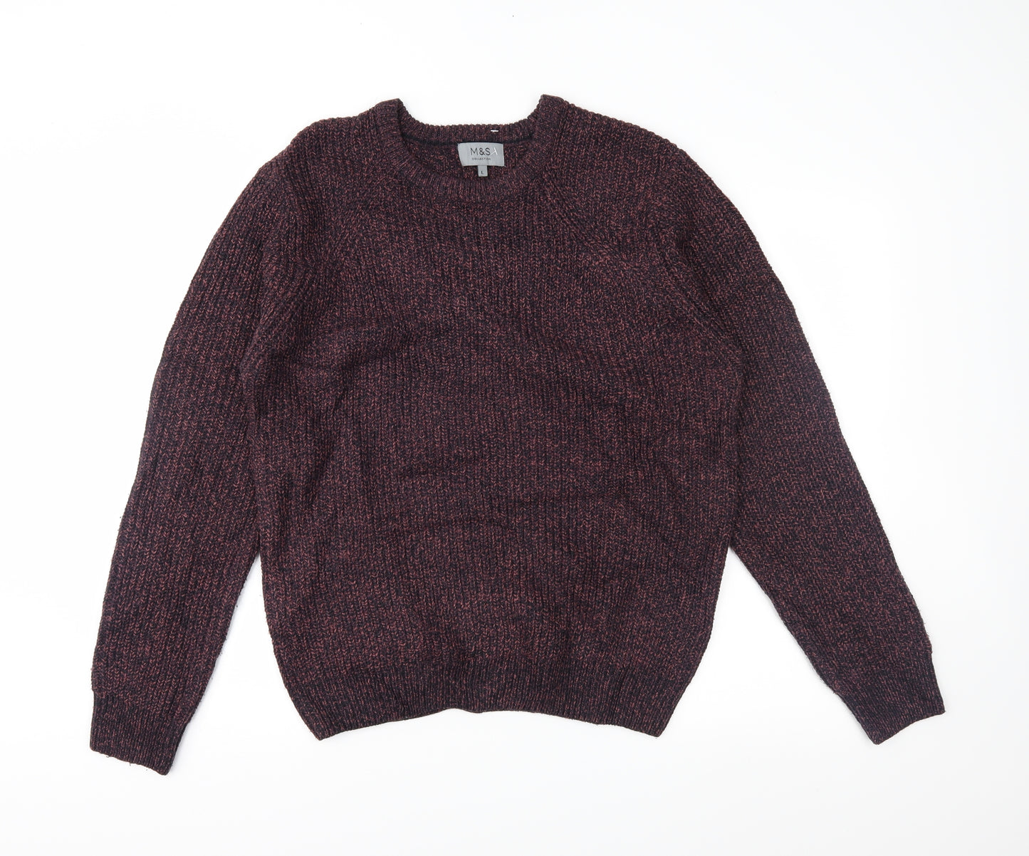 m&s Mens Purple Herringbone  Pullover Jumper Size L